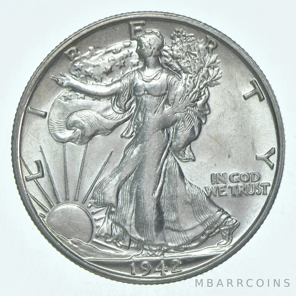 BU 1942-S Walking Liberty Half Dollar Uncirculated 90% Silver
