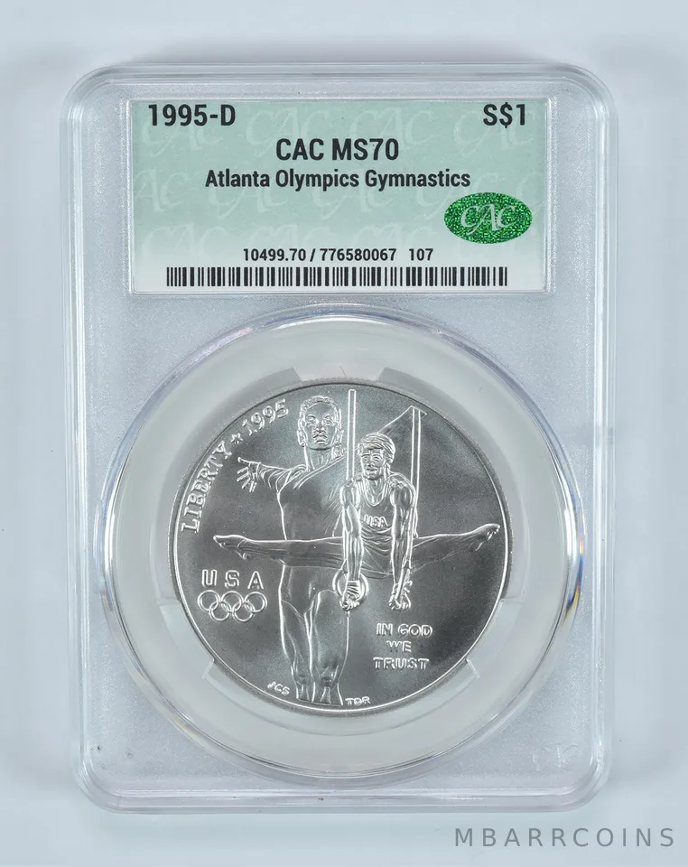 1995-D Olympic Gymnastics Commemorative Silver Dollar MS70 CAC CACg