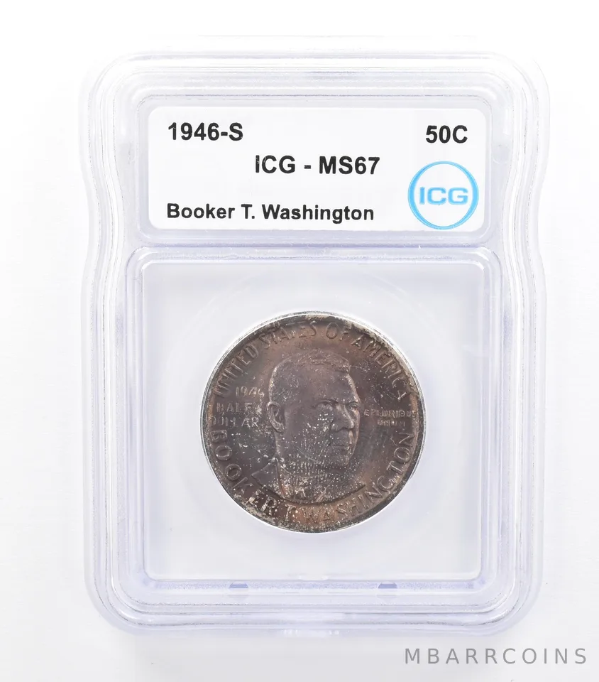 1946-S Booker T Washington Commemorative Half Dollar MS67 ICG Nice Tone a0974