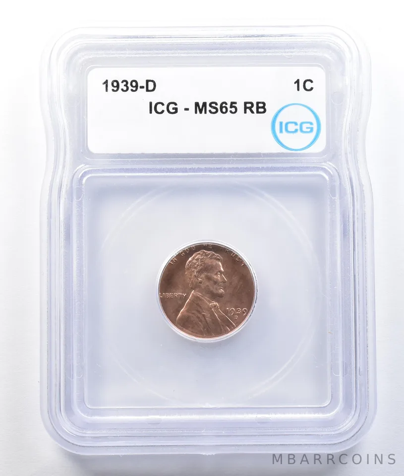1939-D Lincoln Wheat Cent MS65 RB ICG *1484