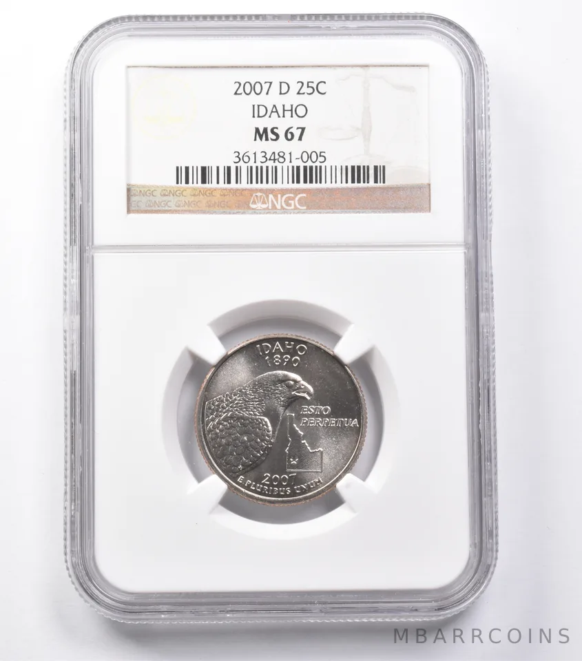 MS67 2007-D Washington State Quarter Idaho NGC a5401