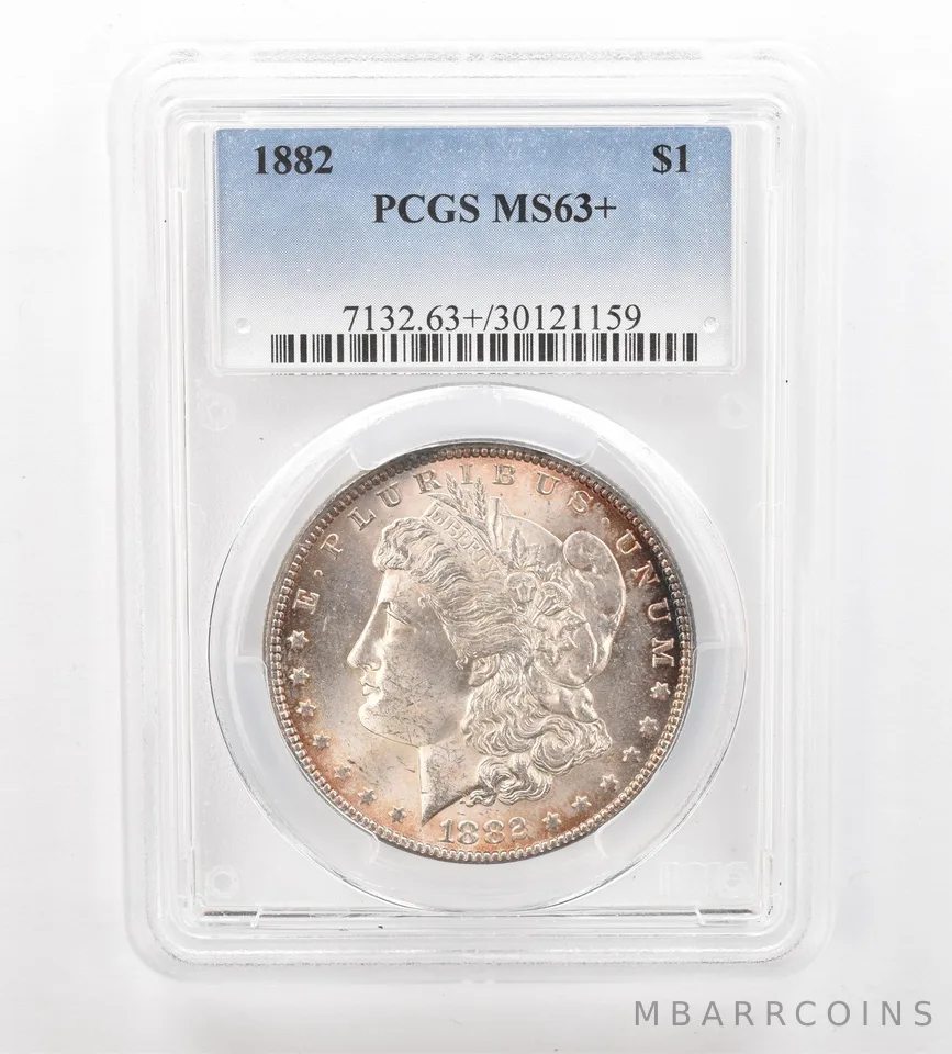 1882 Morgan Silver Dollar MS63+ PCGS Peripheral Tone *7465