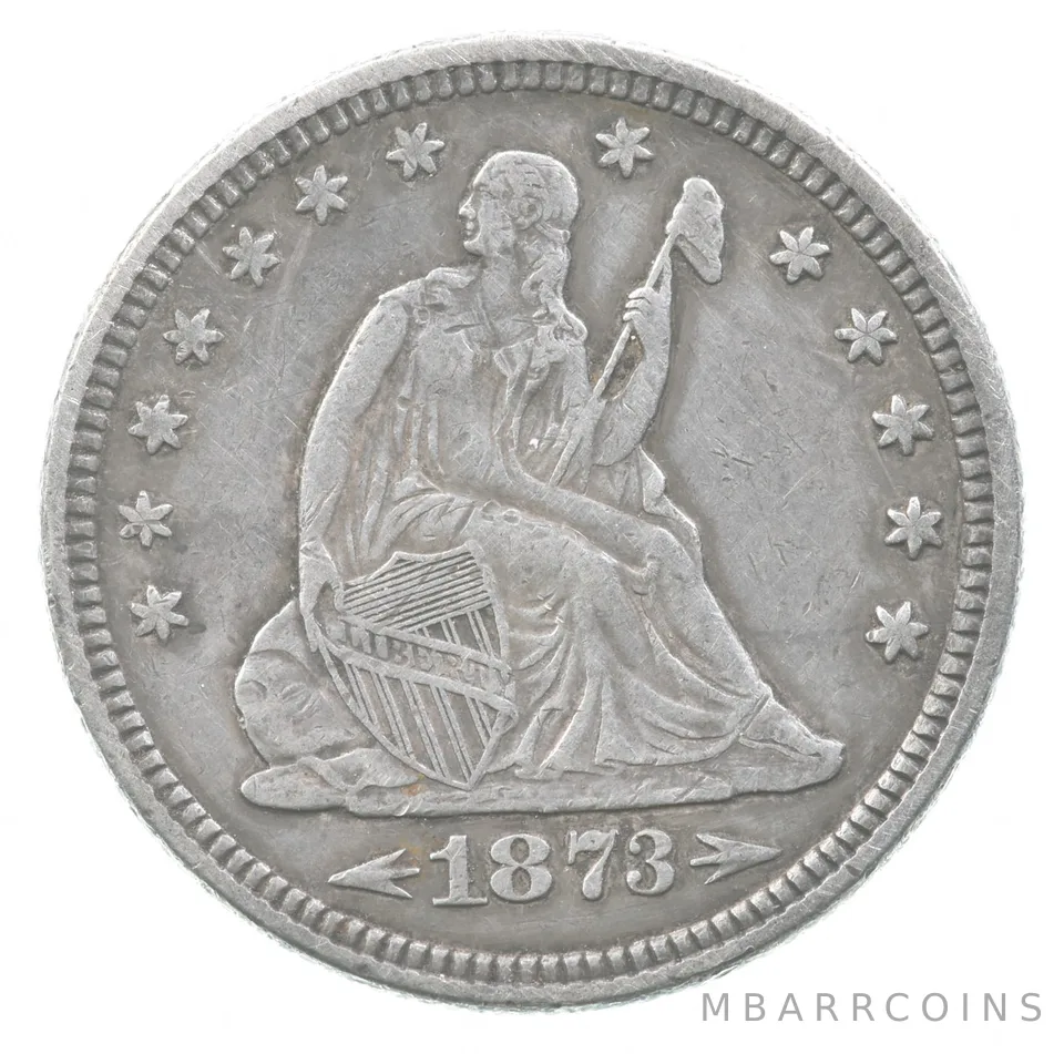 1873 Seated Liberty Quarter Arrows *7825