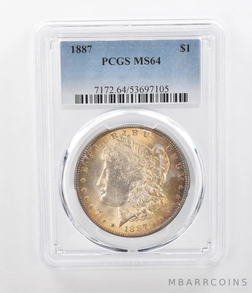 1887 Morgan Silver Dollar MS64 PCGS Beautiful Tone *1199