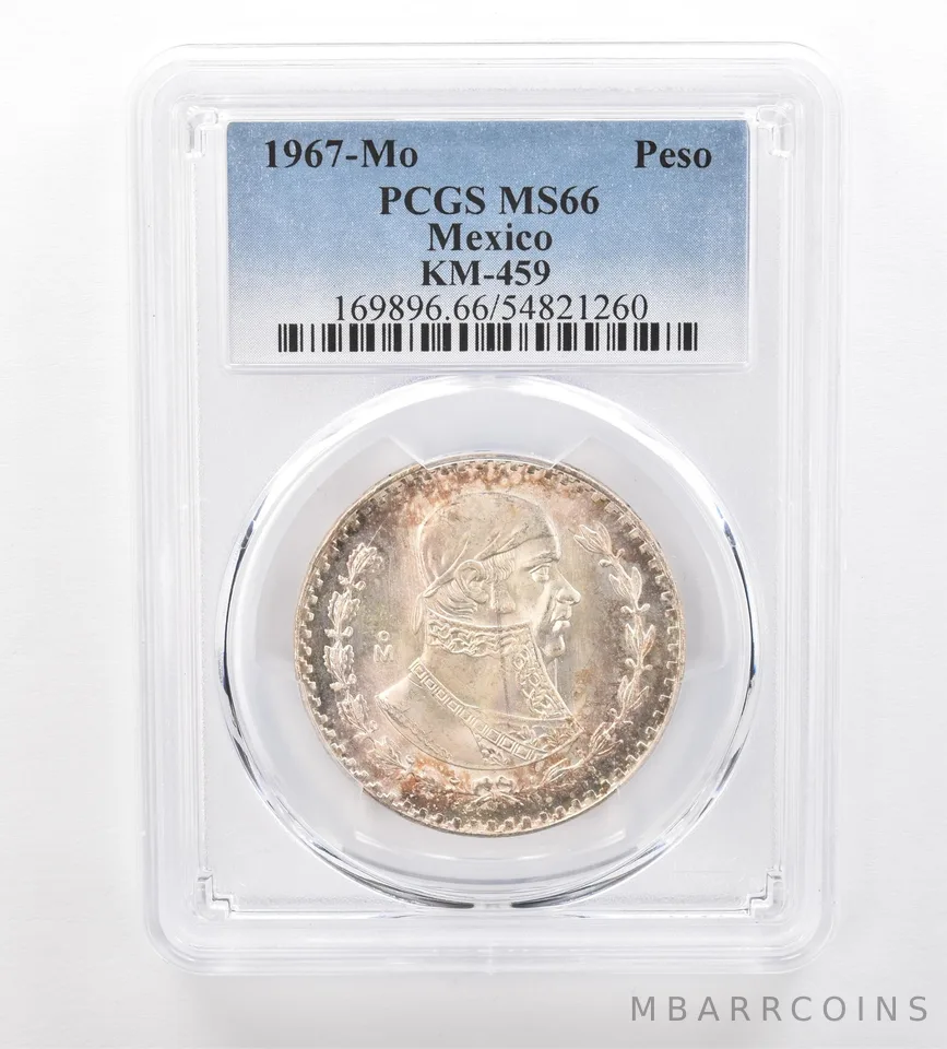 1967 Mo Mexico Peso KM-459 MS66 PCGS Beautiful Tone *7503
