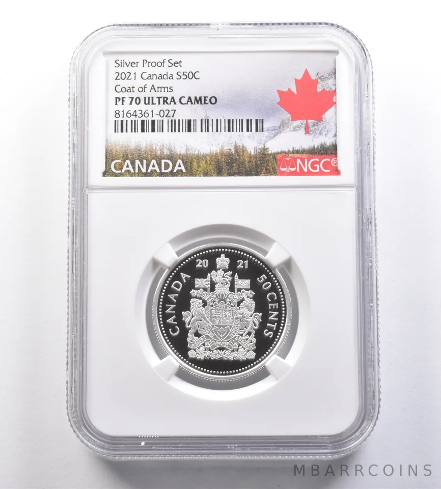 2021 Canada 50 Cents Silver Proof Set Coat Of Arms PF70 UCAM NGC *7085