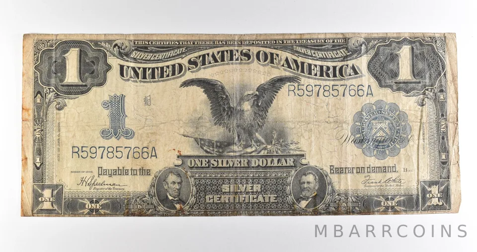 1899 $1 Silver Certificate Black Eagle Blue Seal Large Note *4512