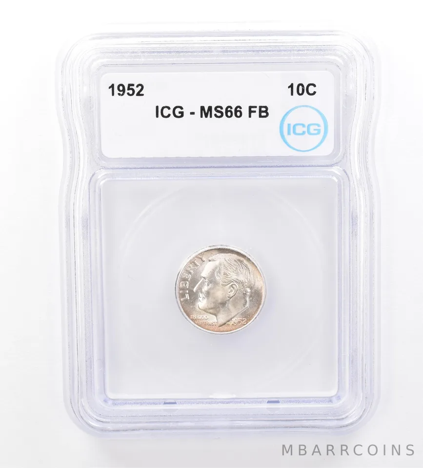 1952 Roosevelt Dime MS66 FB ICG Beautiful Tone a1587