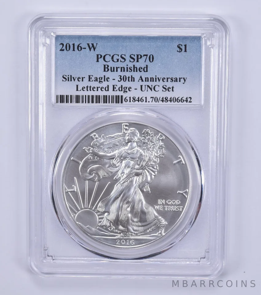 2016-W Burnished Silver Eagle Annual Set SP70 PCGS Blue Label
