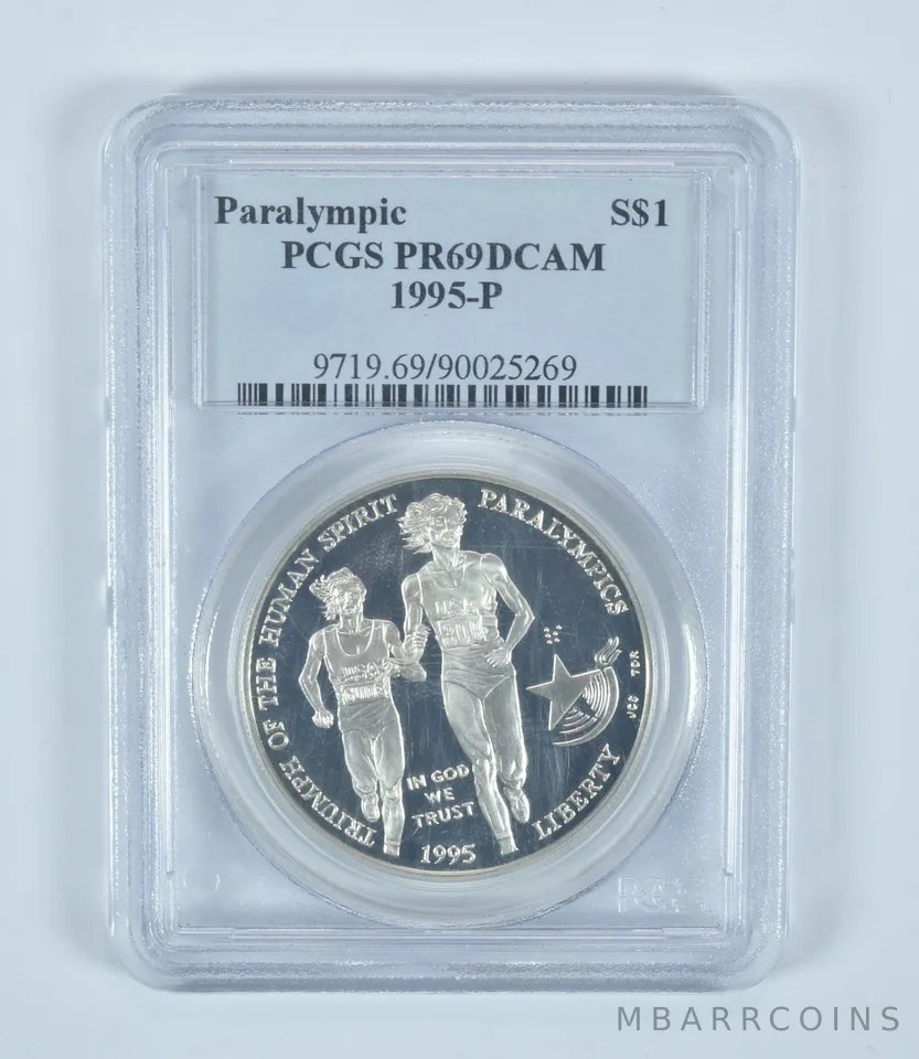 1995-P Paralympic Running Commemorative Dollar PR69 DCAM PCGS Blue Label