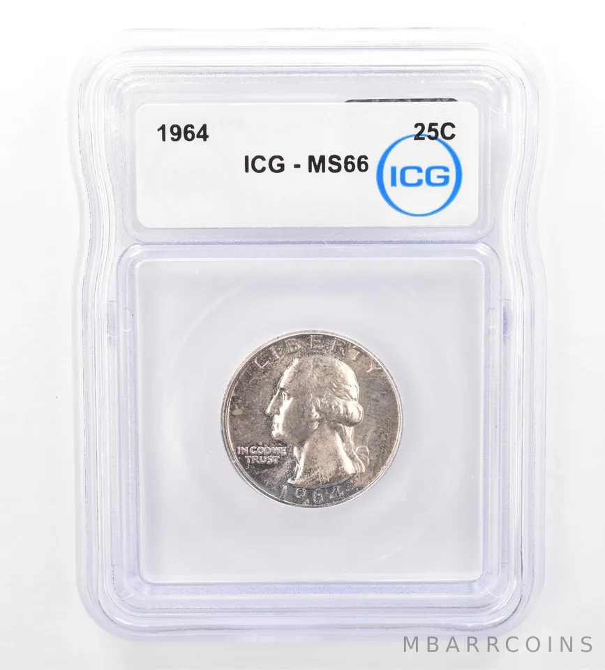 1964 Washington Quarter MS66 ICG Beautiful Tone *7367