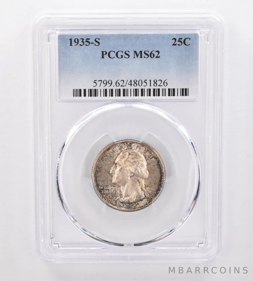 1935-S Washington Quarter MS62 PCGS Beautiful Tone *0042
