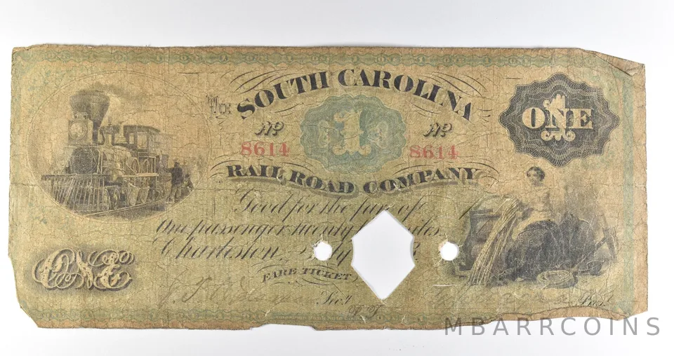 1870s $1 South Carolina Railroad Company Obsolete Note *8382