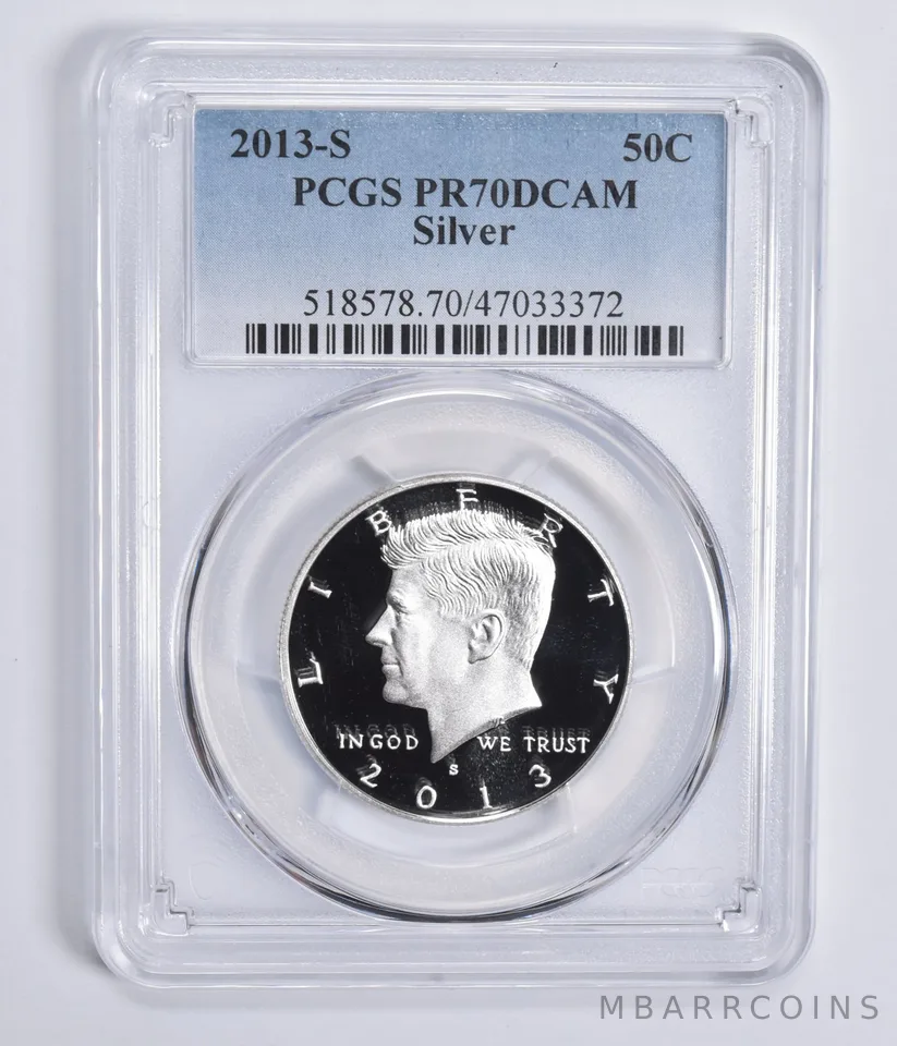 2013-S Kennedy Half Dollar Silver PR70 DCAM PCGS Blue Lbl