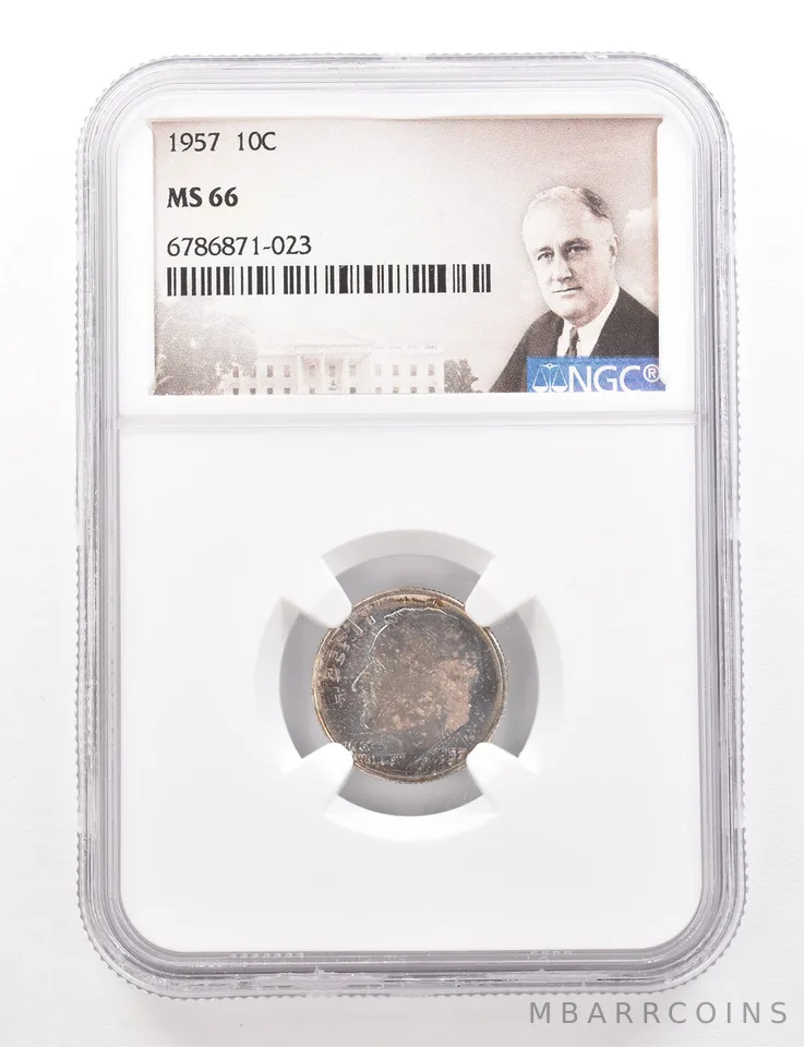 1957 Roosevelt Dime MS66 NGC Beautiful Tone *3367