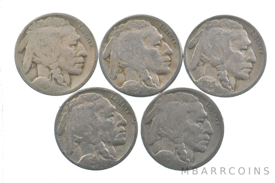 BETTER Lot 1929-D 1929-S 1929-S 1929-D 1923-S Buffalo Nickel Collection *029