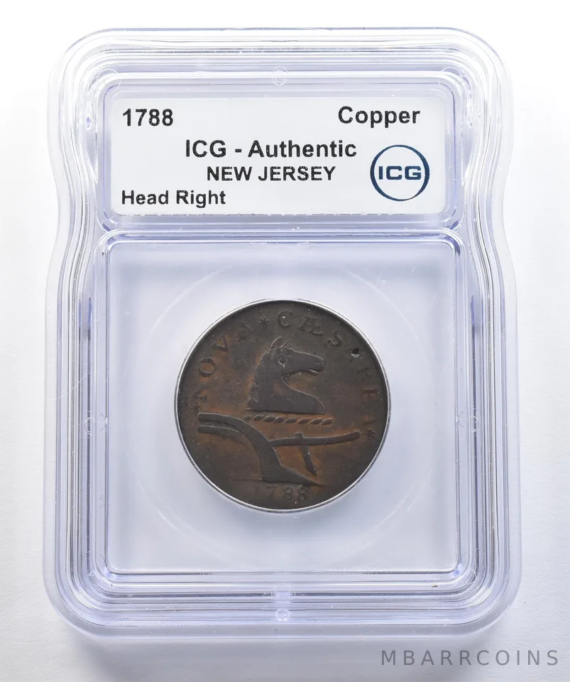 1788 New Jersey Copper Head Right Authentic ICG a7764