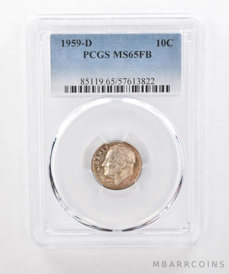 1959-D Roosevelt Dime MS65 FB PCGS Beautiful Tone *1539