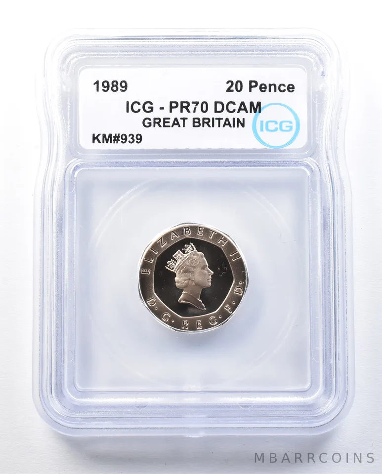 1989 Great Britain 20 Pence KM#939 PR70 DCAM ICG *9006