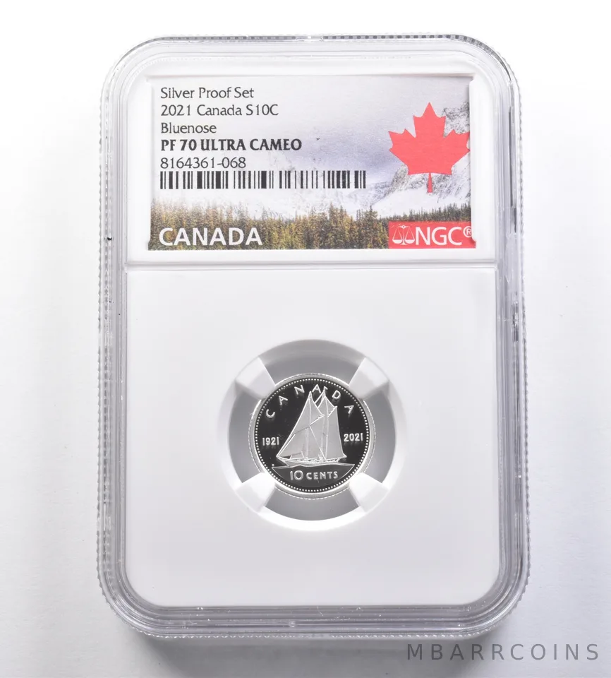 2021 Canada 10 Cents Silver Proof Set Bluenose PF70 UCAM NGC *7078