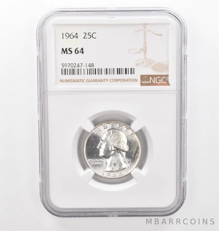 1964 Washington Quarter MS64 NGC Beautiful Tone Reverse *2244