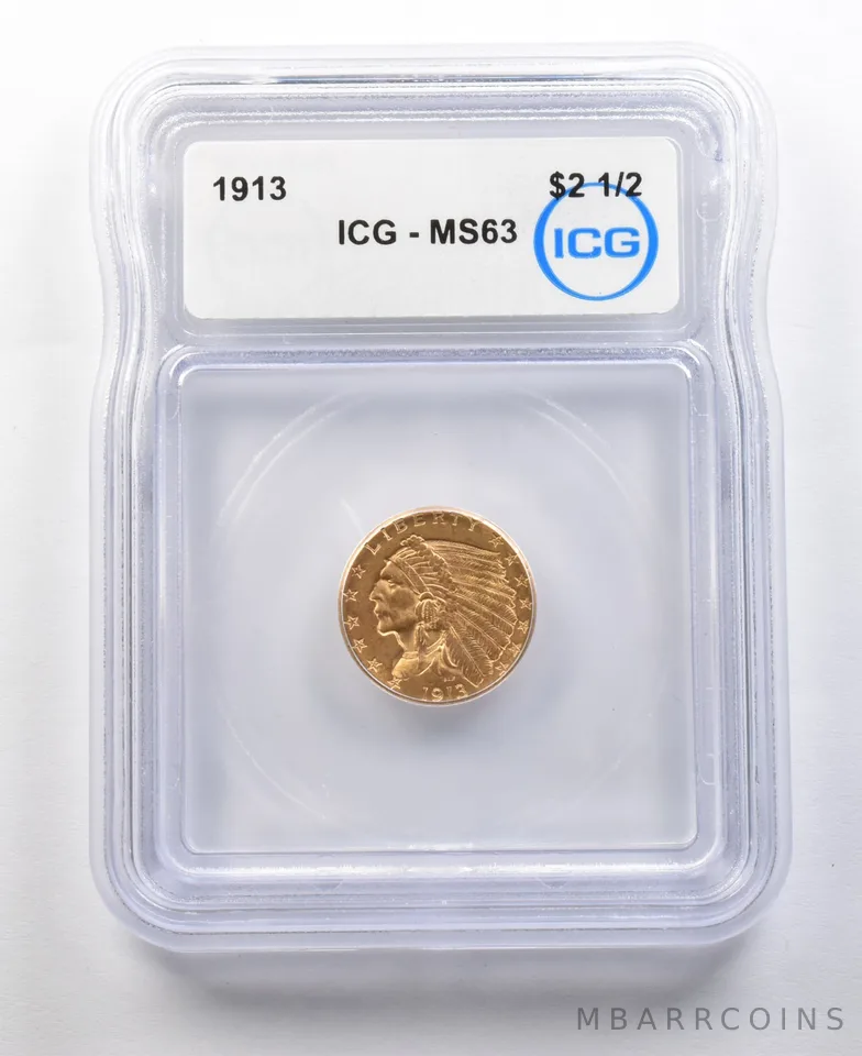 1913 $2.50 Indian Head Gold Quarter Eagle MS63 ICG *0312