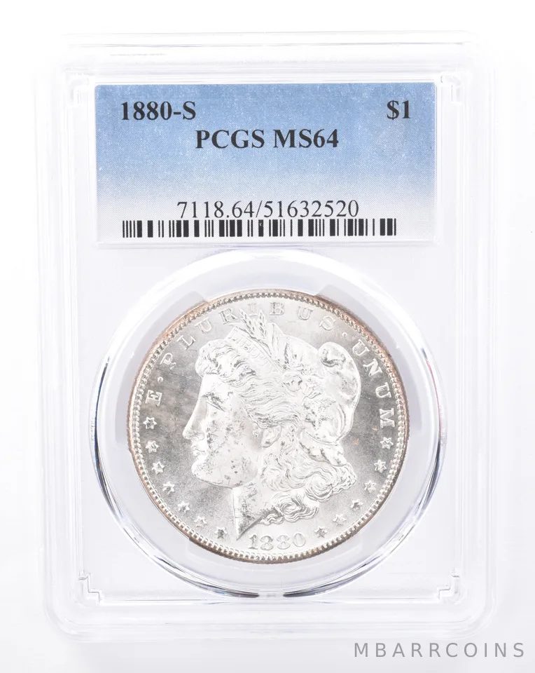 1880-S Morgan Silver Dollar MS64 PCGS Beautiful Tone Reverse *9423