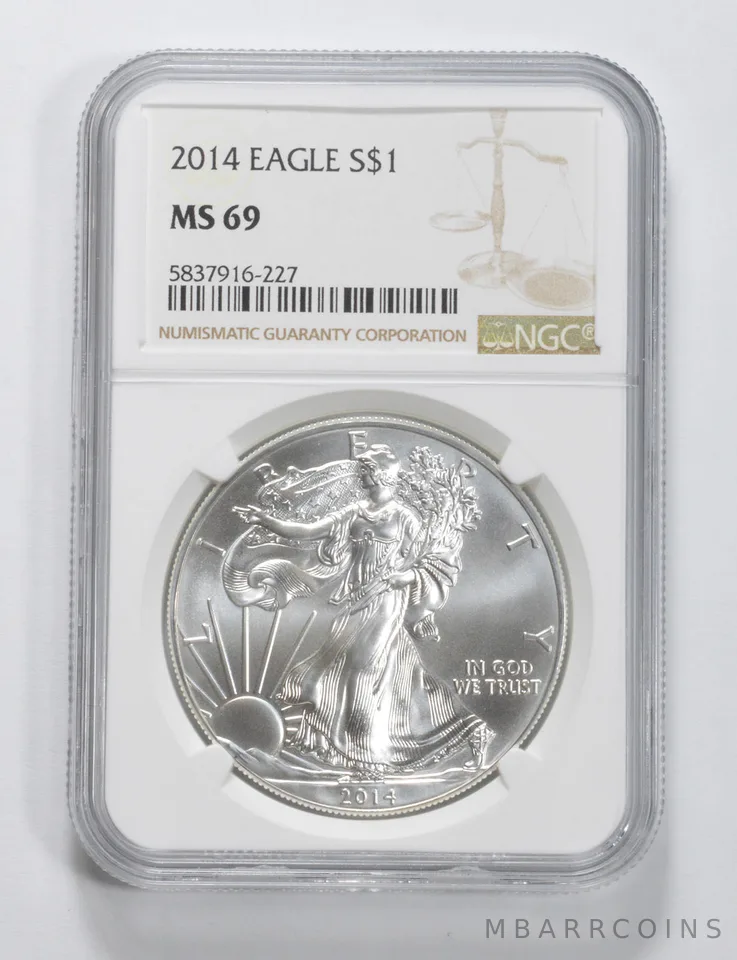 2014 American Silver Eagle MS69 NGC Brown Label