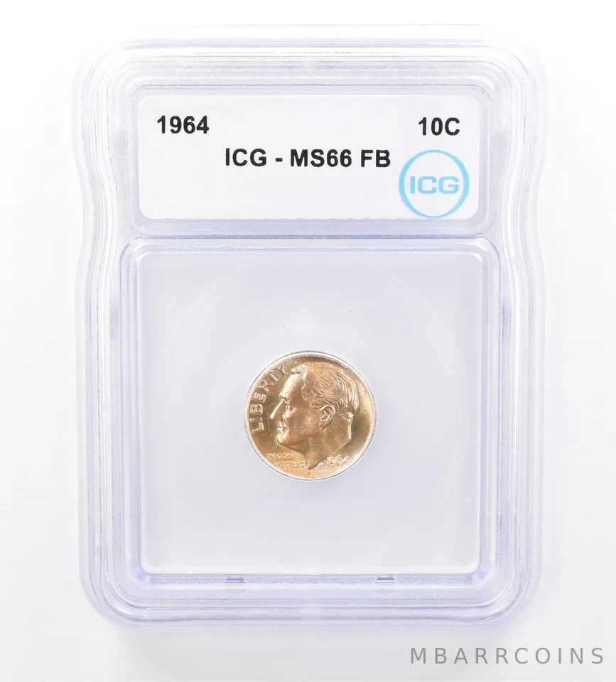 1964 Roosevelt Dime MS66 FB ICG Beautiful Tone a1612