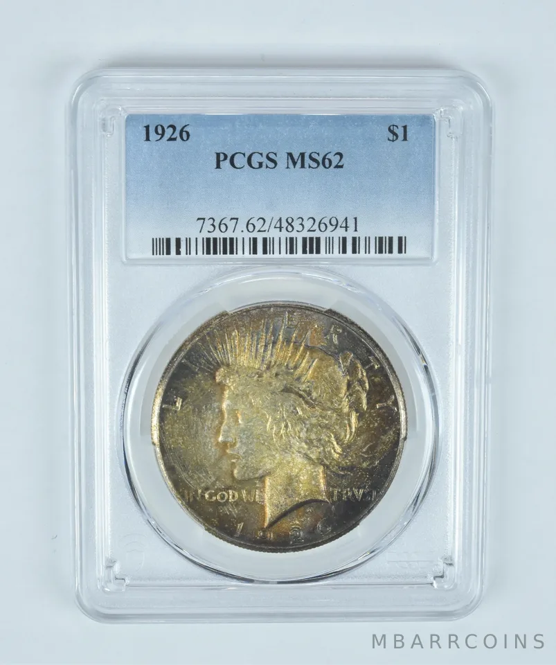 MS62 1926 Peace Silver Dollar PCGS Beautifully Toned *2107