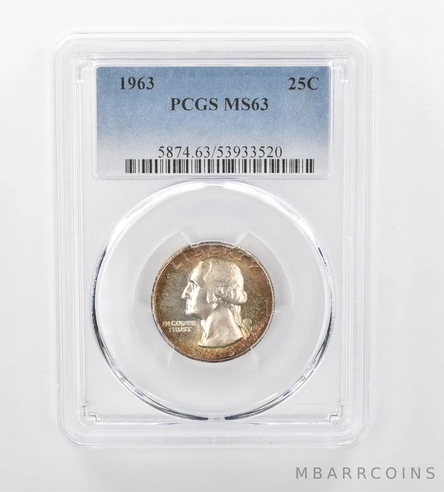 1963 Washington Quarter MS63 PCGS Beautiful Tone *0938