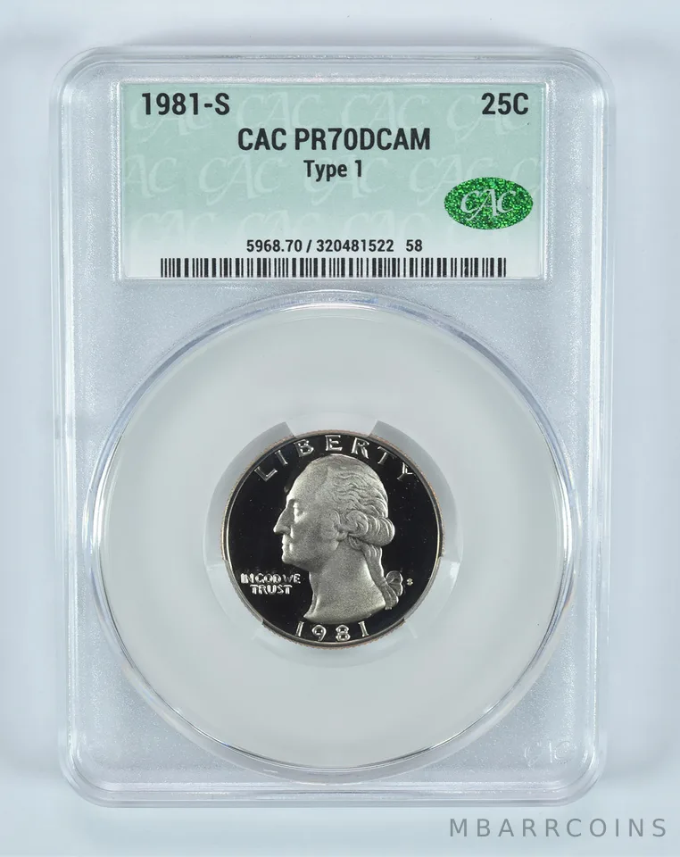 1981-S Washington Quarter Type 1 PR70 DCAM CAC CACg