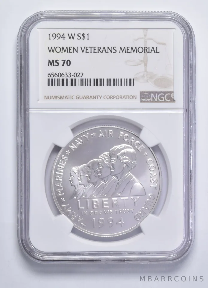 1994-W Women Veterans Memorial Commemorative Silver Dollar MS70 NGC