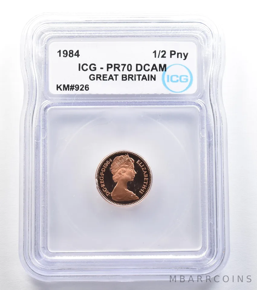 1984 Great Britain 1/2 Penny KM#926 PR70 DCAM ICG a7874