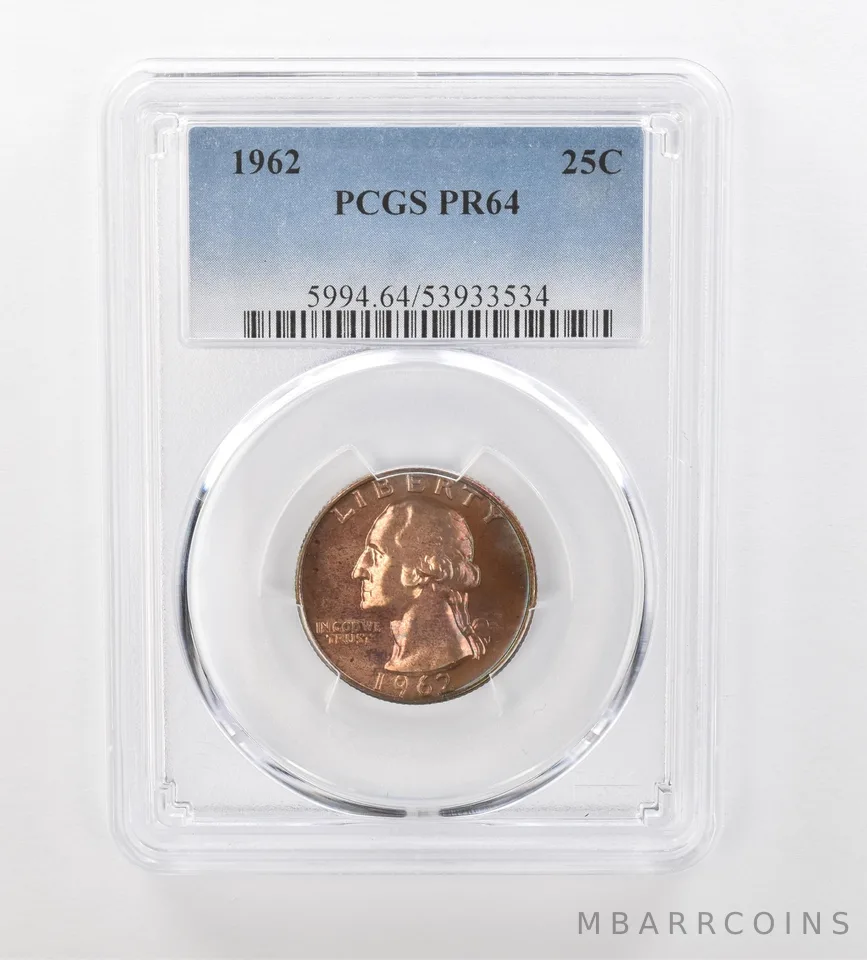 1962 Washington Quarter PR64 PCGS Beautiful Tone *0936