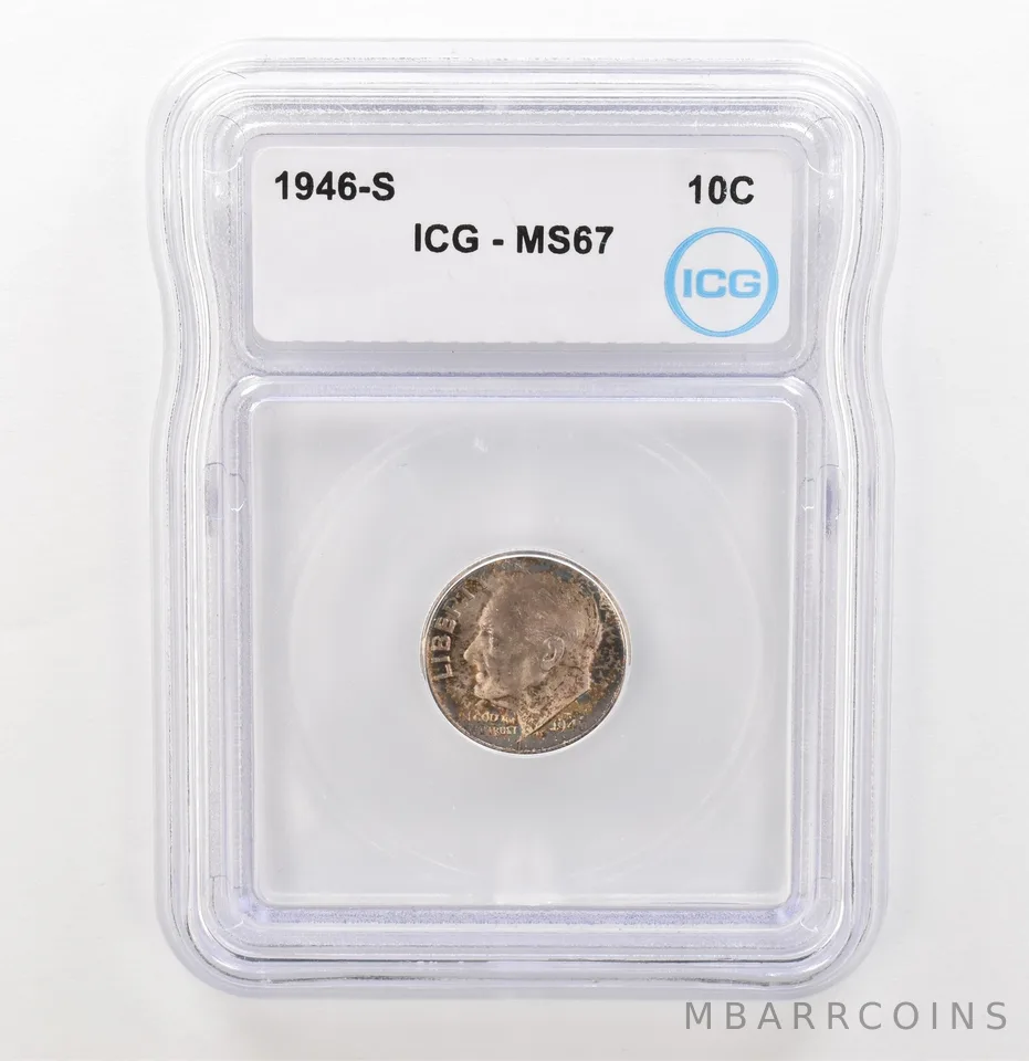 1946-S Roosevelt Dime MS67 ICG Beautiful Tone a3906