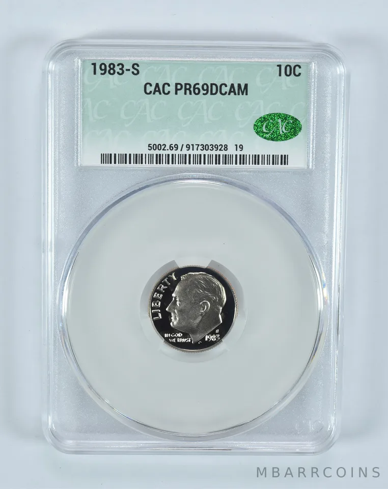 1983-S Roosevelt Dime PR69 DCAM CAC CACg
