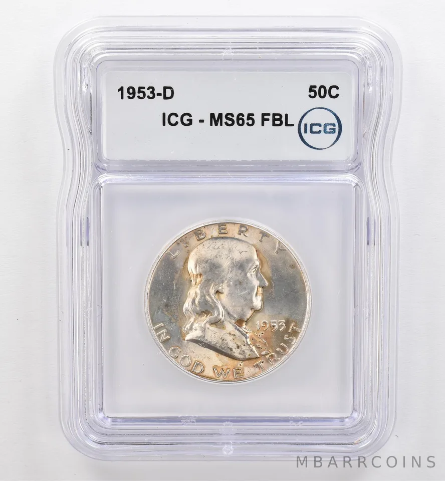 1953-D Franklin Half Dollar MS65 FBL ICG Beautiful Tone *9465