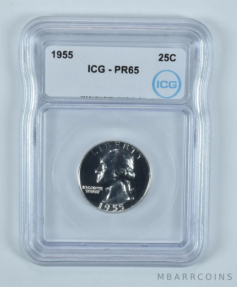 1955 Washington Quarter Silver PR65 ICG