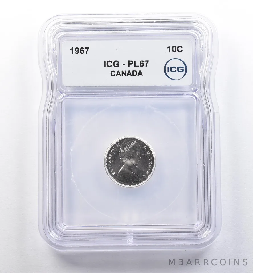 1967 Canada 10 Cents PL67 ICG *0225