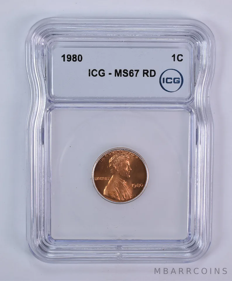 1980 Lincoln Memorial Cent MS67 RD ICG