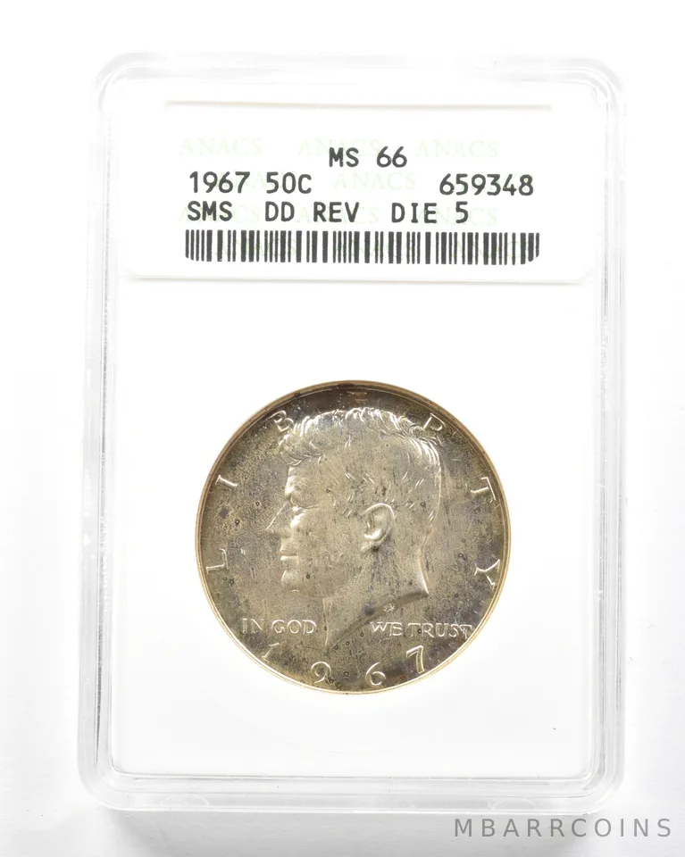 1967 Kennedy Half Dollar SMS DDR Die 5 MS66 ANACS *2079