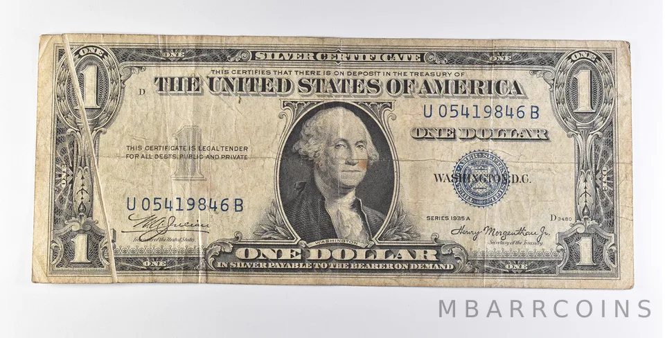 1935 A $1 Silver Certificate Gutter Fold Error *7261