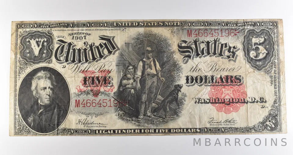 1907 $5 Legal Tender Large Note Red Seal *3528