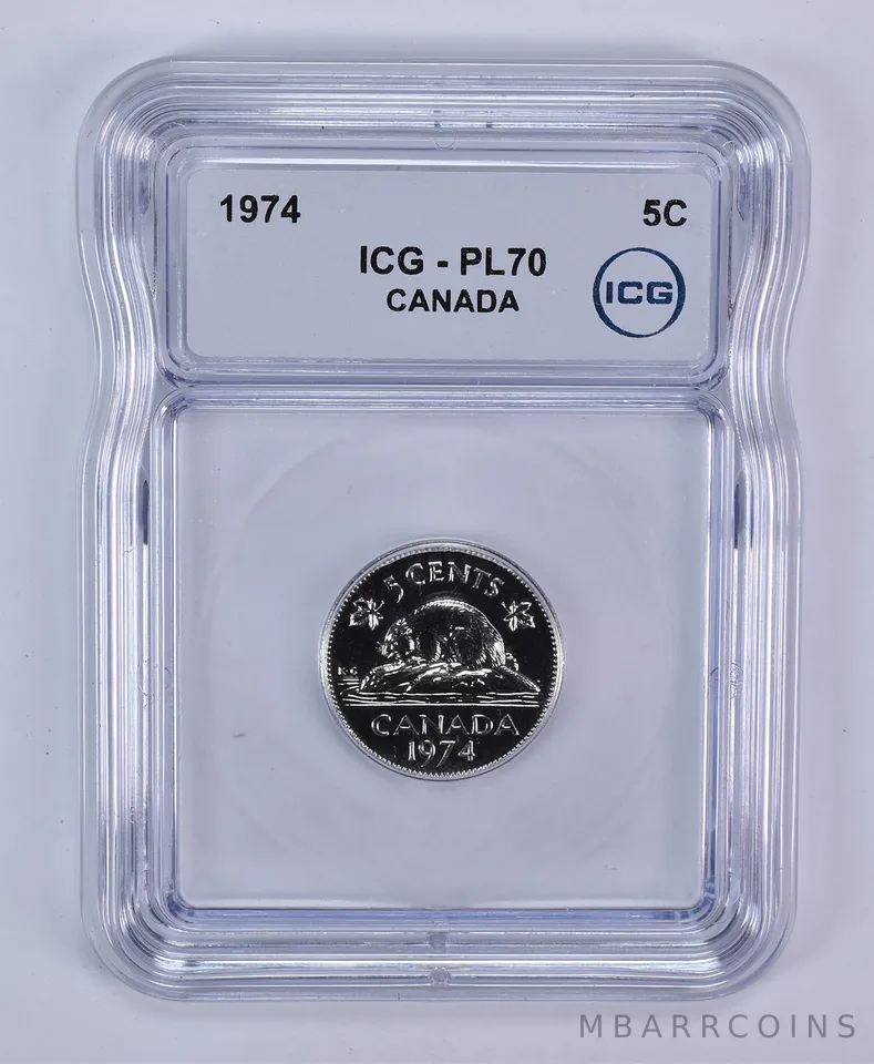 1974 Canada 5 Cents Beaver PL70 ICG