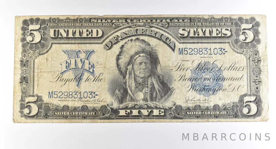 1899 $5 Silver Certificate Large Note Blue Seal Chief *2770