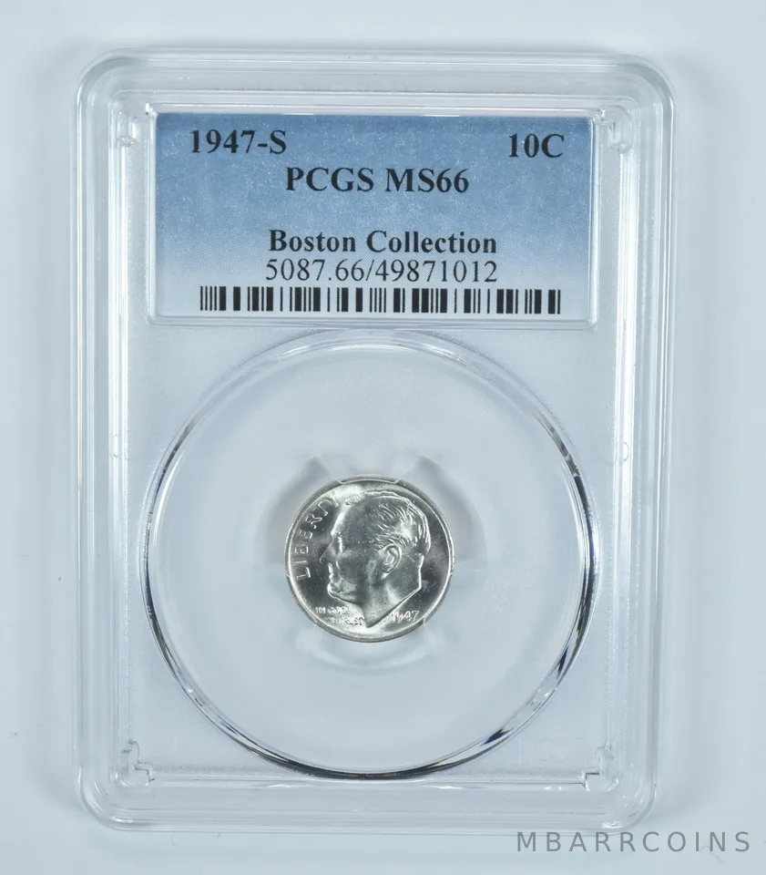 1947-S Roosevelt Dime Boston Collection MS66 PCGS Blue Label
