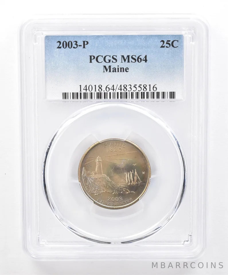 2003-P Washington State Quarter Maine MS64 PCGS Beautiful Tone *0669