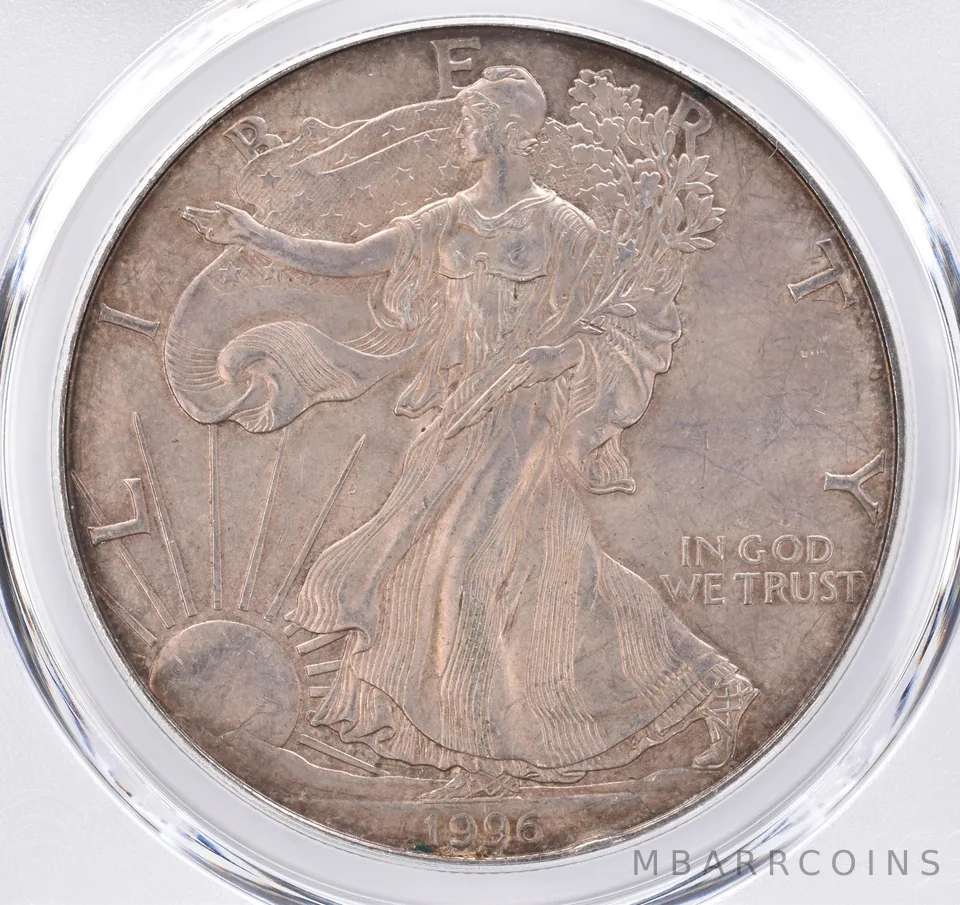 1996 American Silver Eagle AU55 PCGS Beautiful Tone *1531