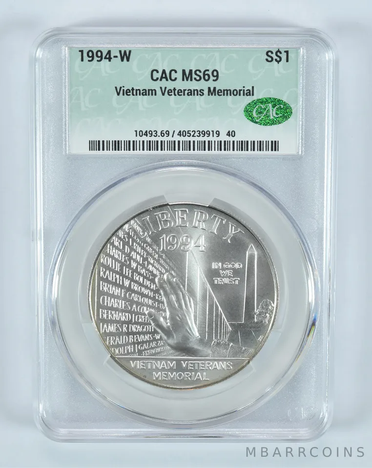 1994-W Vietnam Commemorative Silver Dollar MS69 CAC CACg